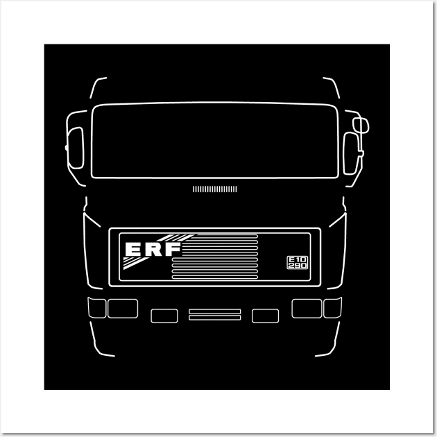 Classic ERF E Series heavy lorry white outline graphic Wall Art by soitwouldseem